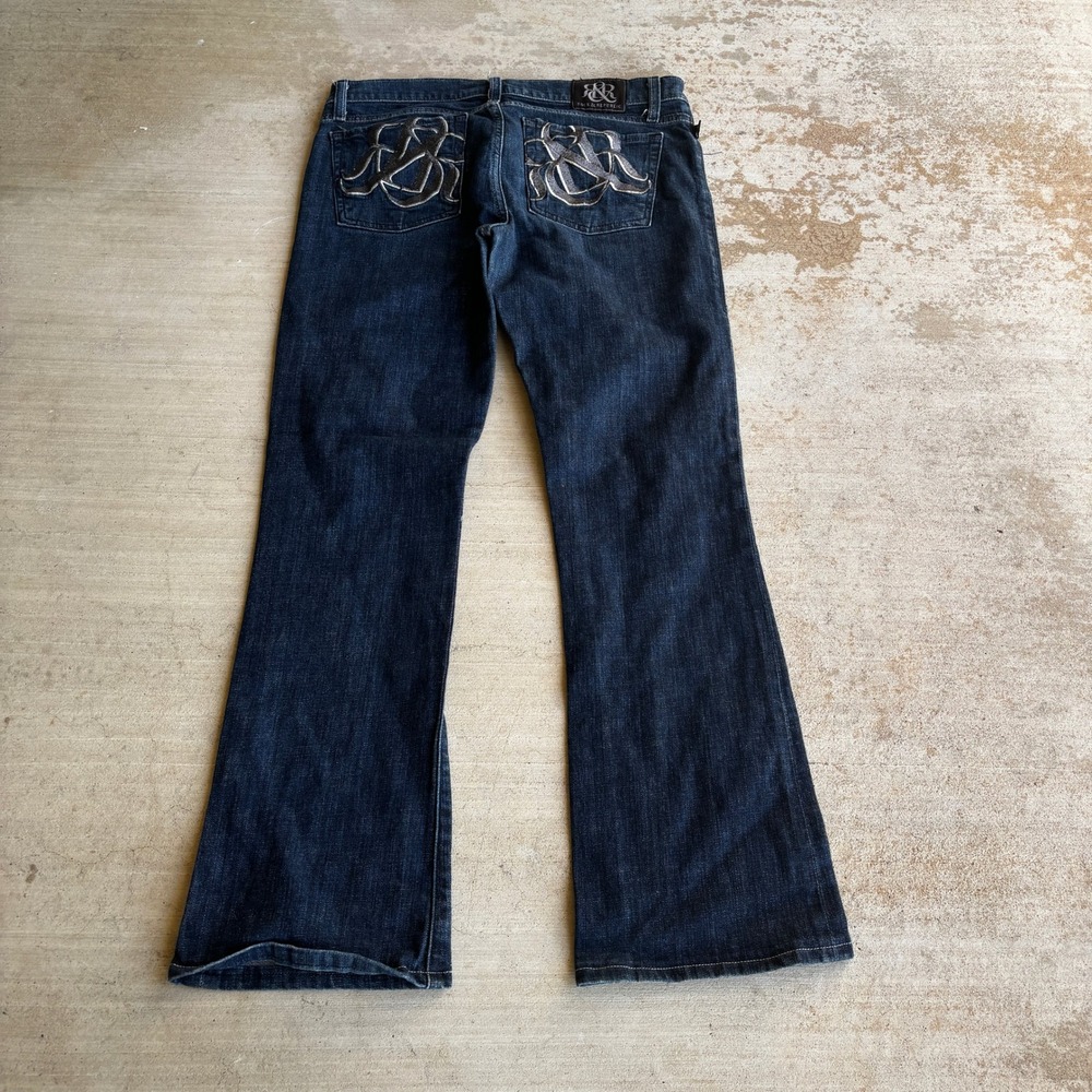 Rock & Republic Mens Dark Wash Embroidered Bootcut Jeans Size 30